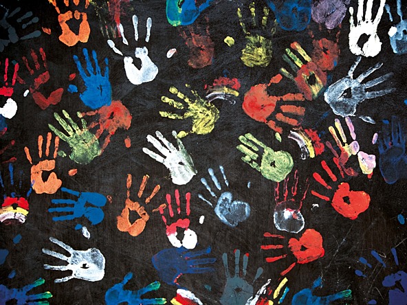 Mulit-coloured hand prints